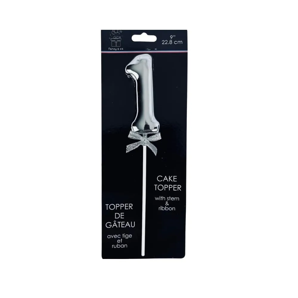 Topper Plateado Numero 1 22 Cm
