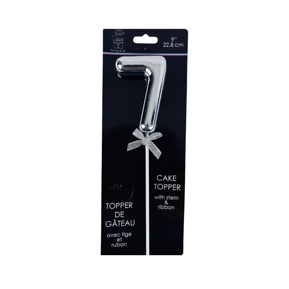 Topper Plateado Numero 7 22 Cm