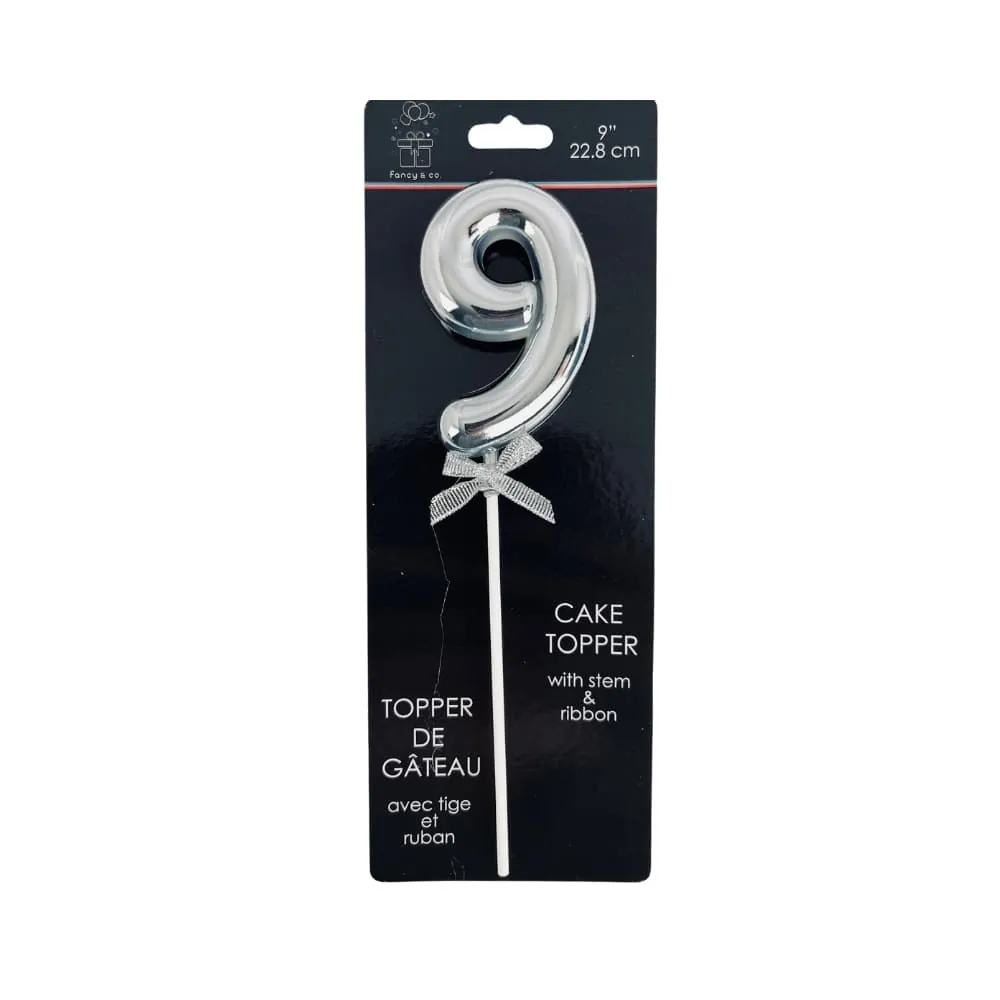 Topper Plateado Numero 9 22 Cm