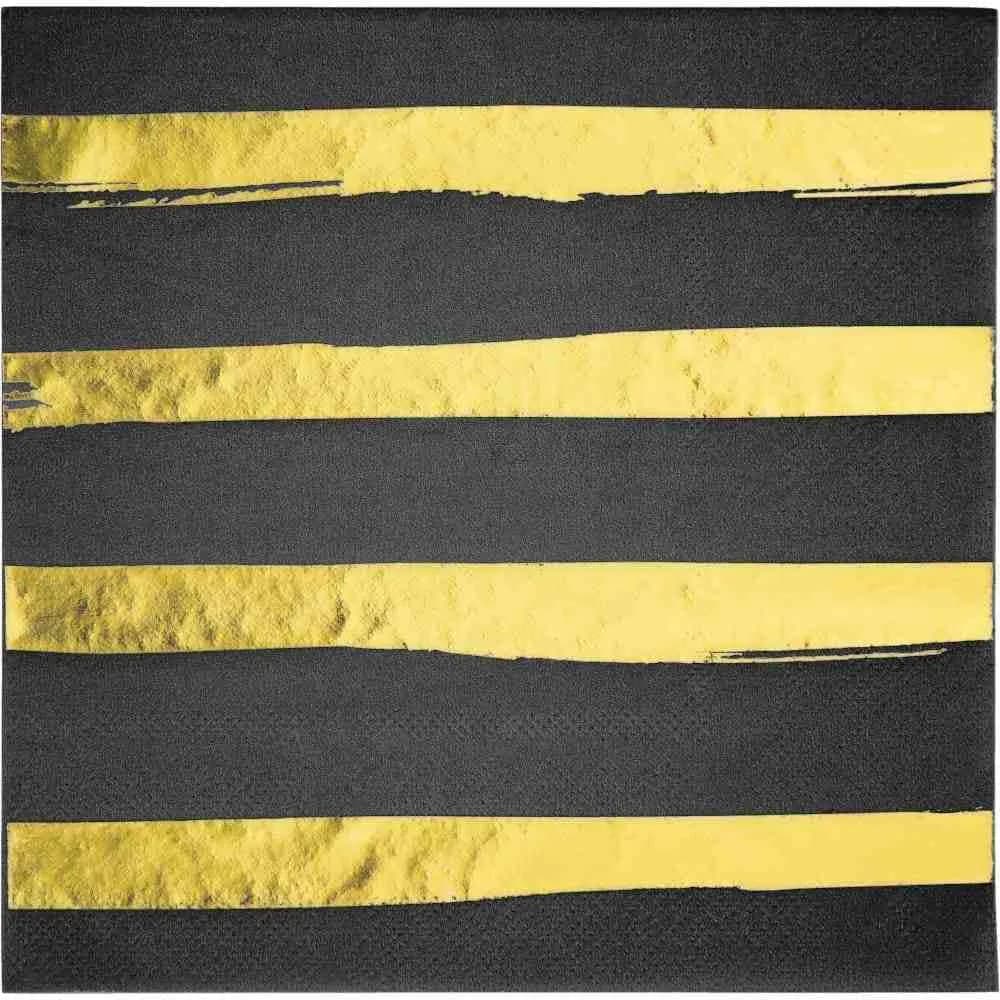 Servilletas Grande X16 Negro Estampado Con Dorado