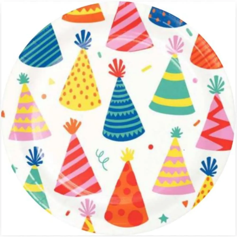 Plato Gorros Cumpleaños X8 17.78 Cm