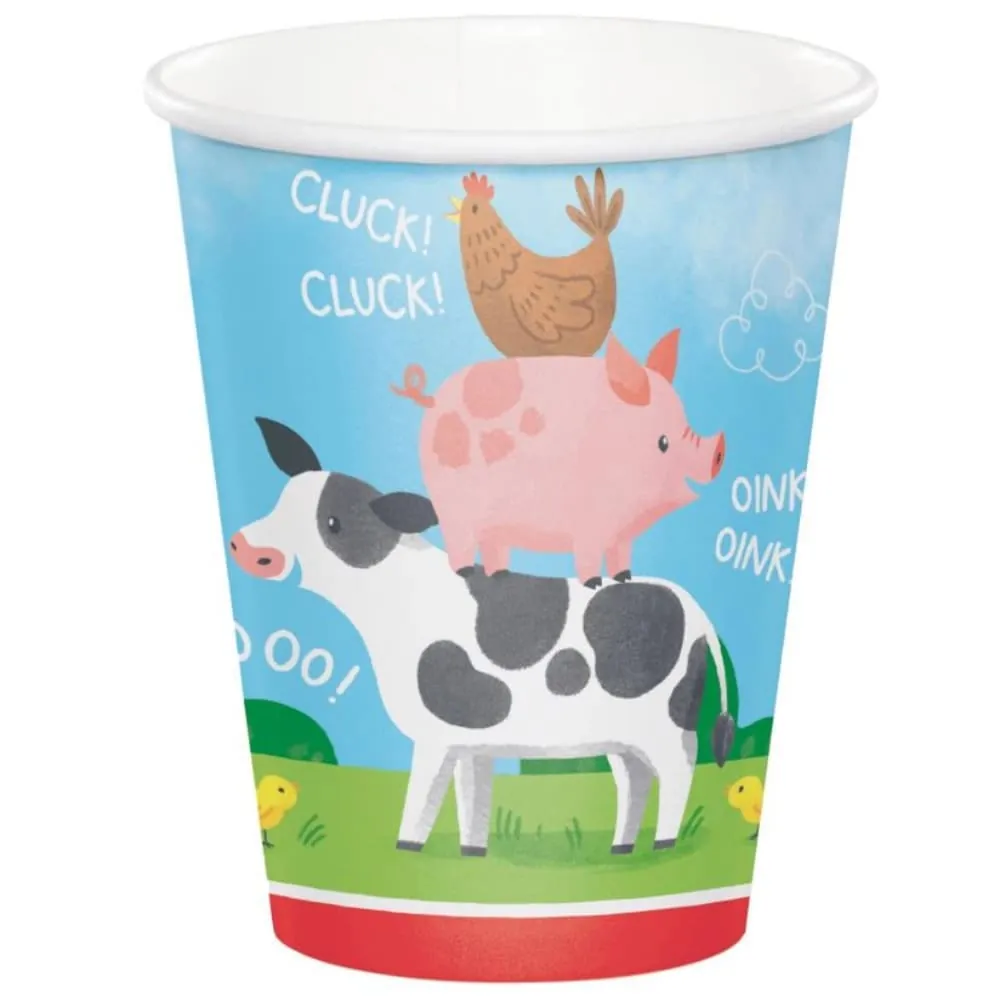 Vaso Animales Granja 9 Onzas X8