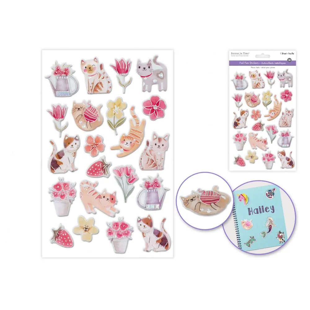 Stickers Metalizado Gato Flor