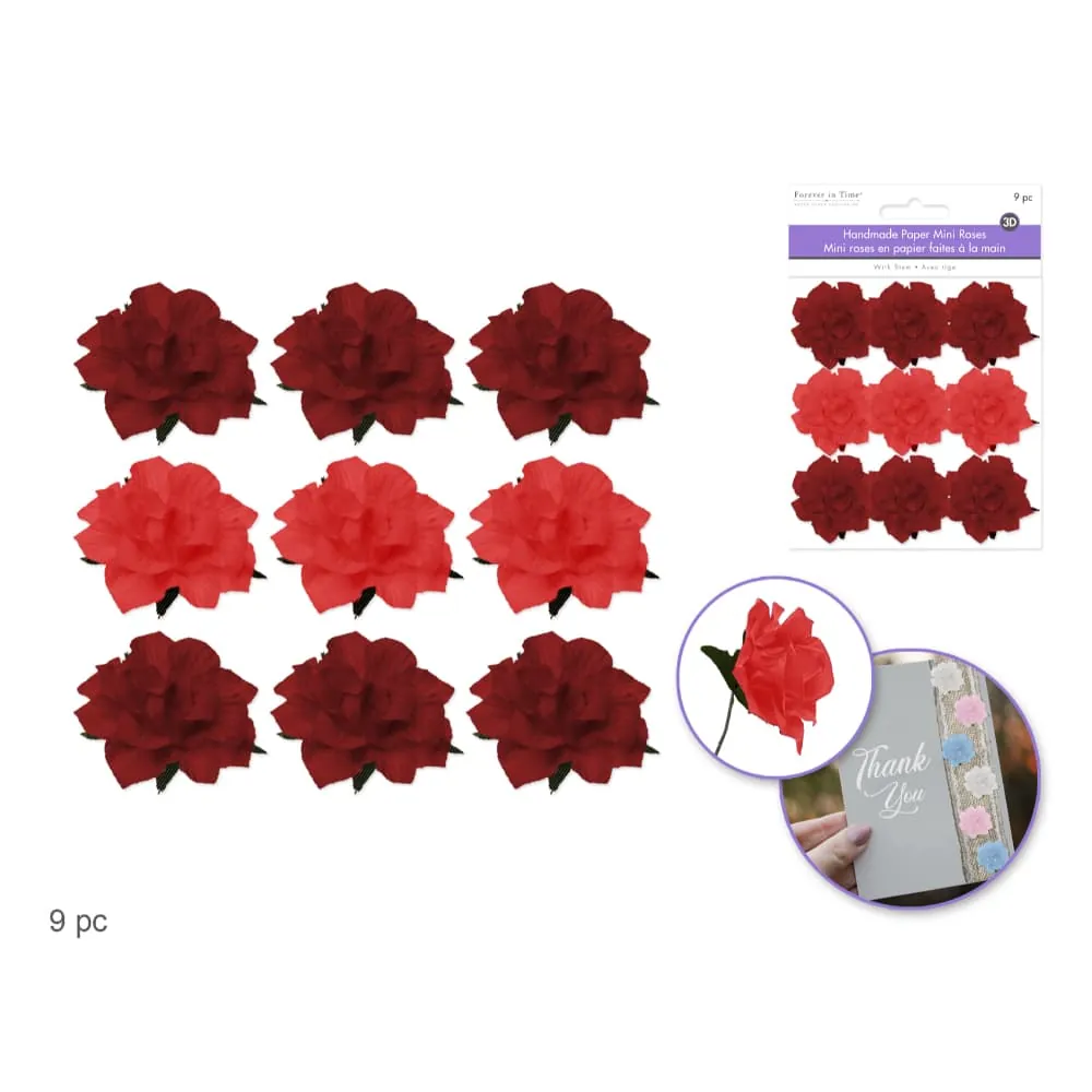 Stickers Rosas Rojas x9