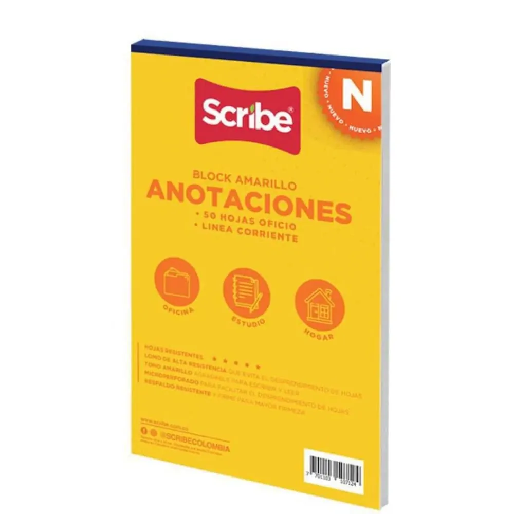 Block Carta Amarillo Rayado 50 Hojas
