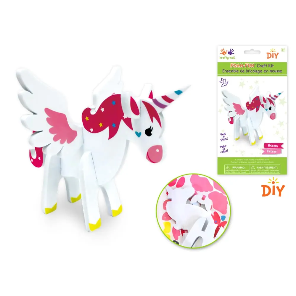 Foami Armable Unicornio Blanco 3D