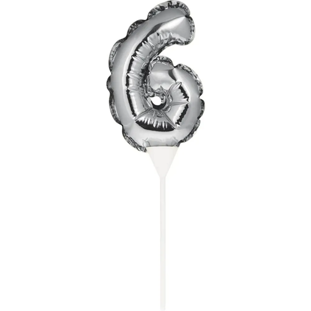 Globo 6 Plata Cake Topper