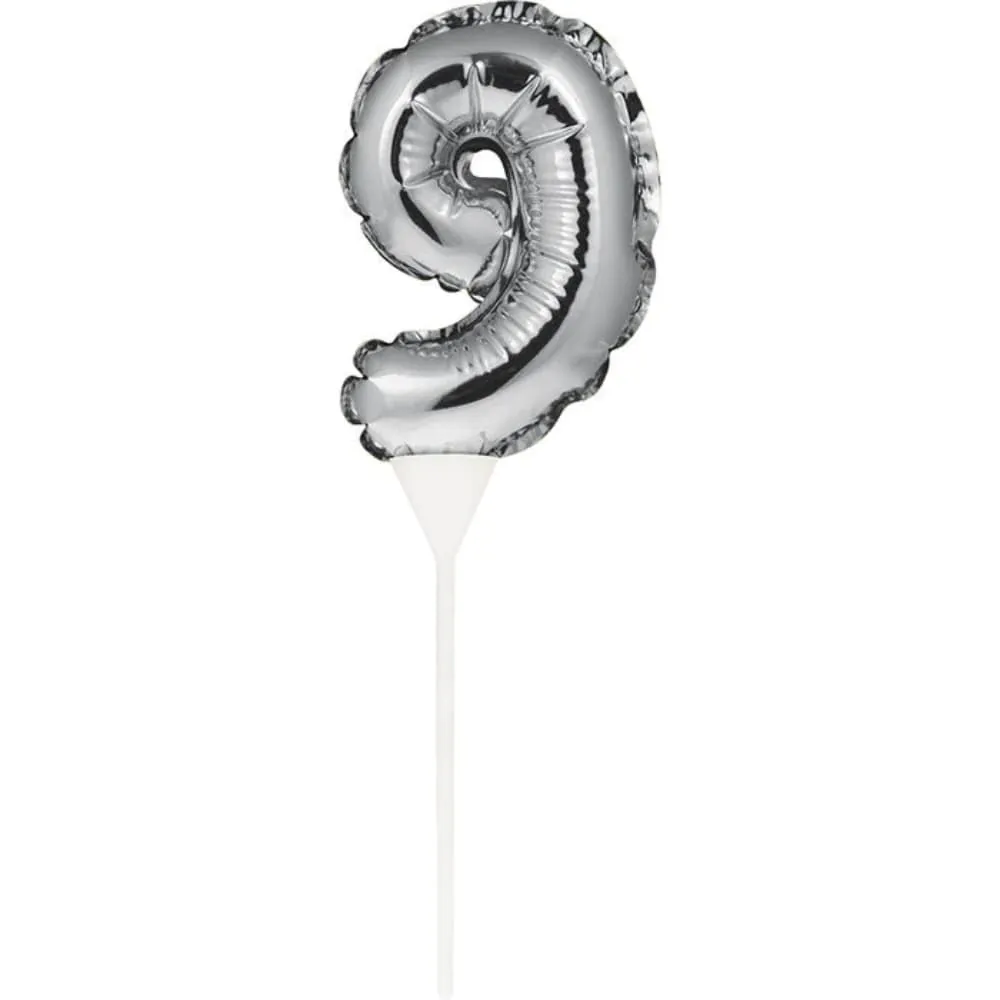 Globo 9 Plata Cake Topper