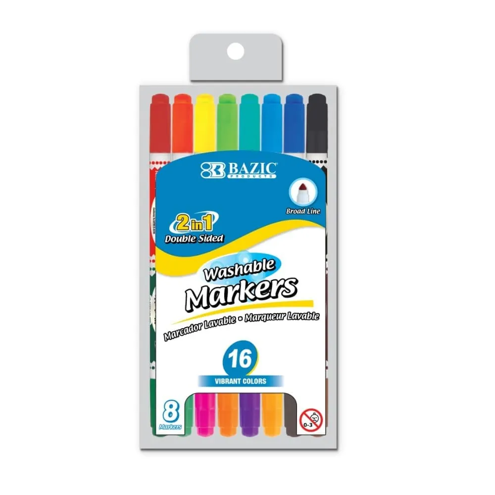 Marcador Doble Punta Lavable X8