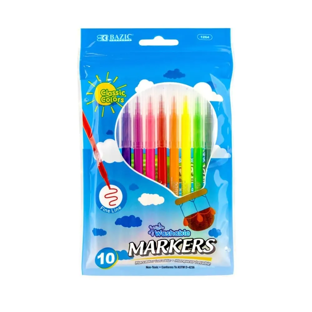 Marcador Lavable Punta Fina X10