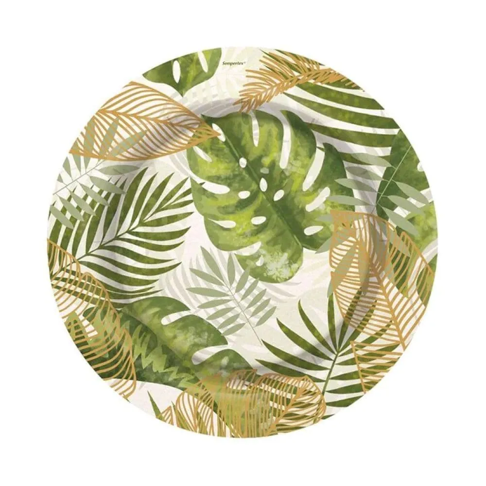 Platos Hojas Tropical 17 Cm X8