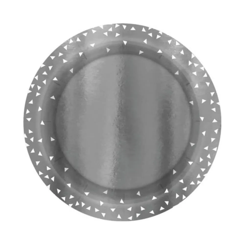 Platos Plateados Triangulos 18 Cm X8