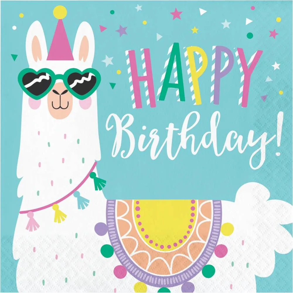 Servilletas Happy Birthday Llama x16