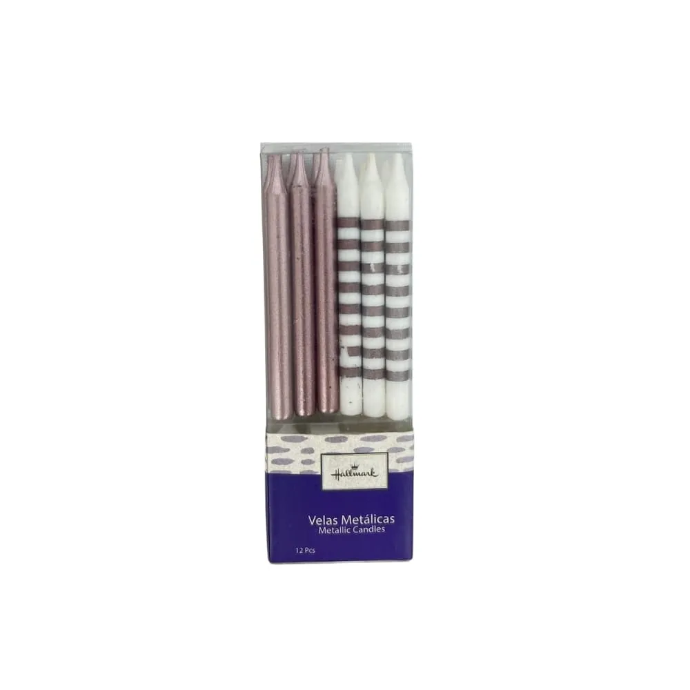 Velas Rosadas Rayas X12