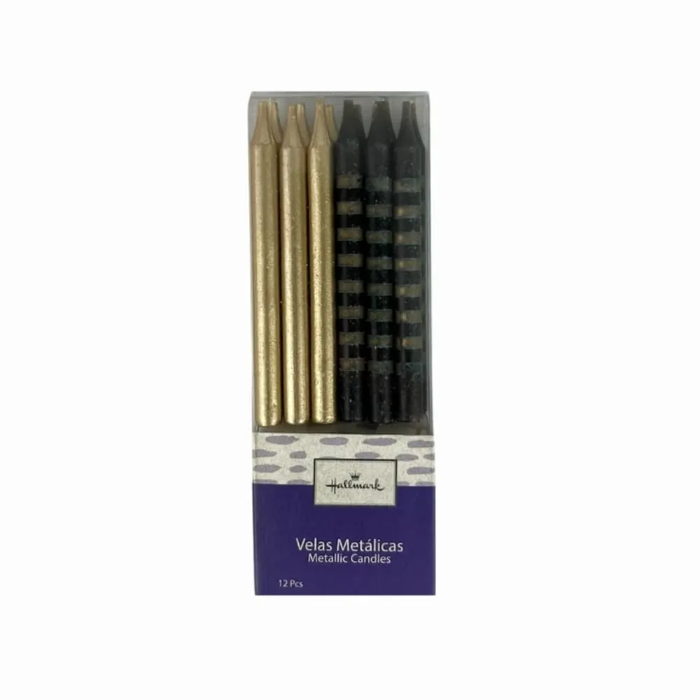 Velas Doradas/Negras X12