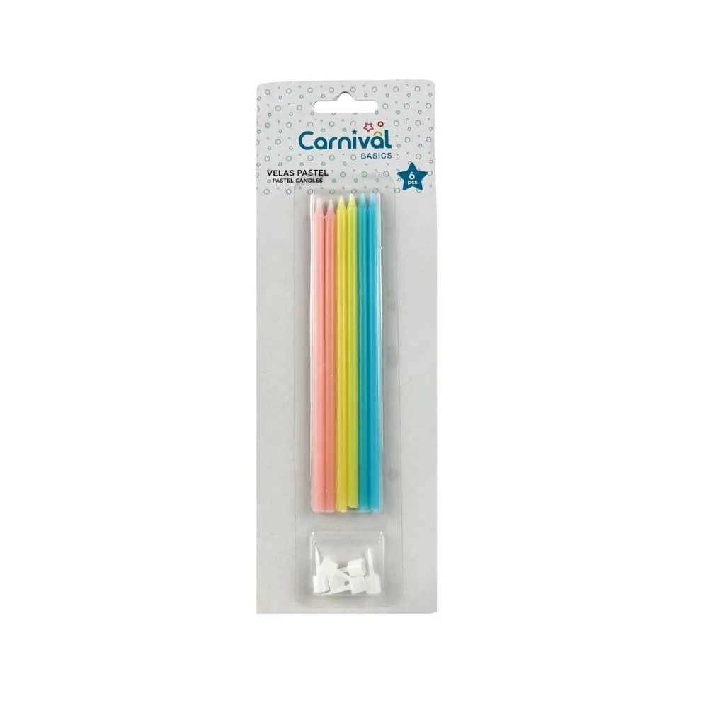 Velas Largas Pastel X6