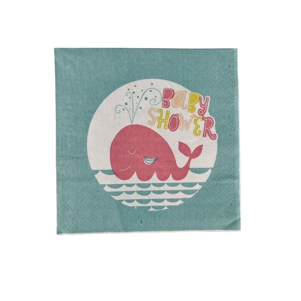 Servilletas Baby Shower Ballena Niña X12