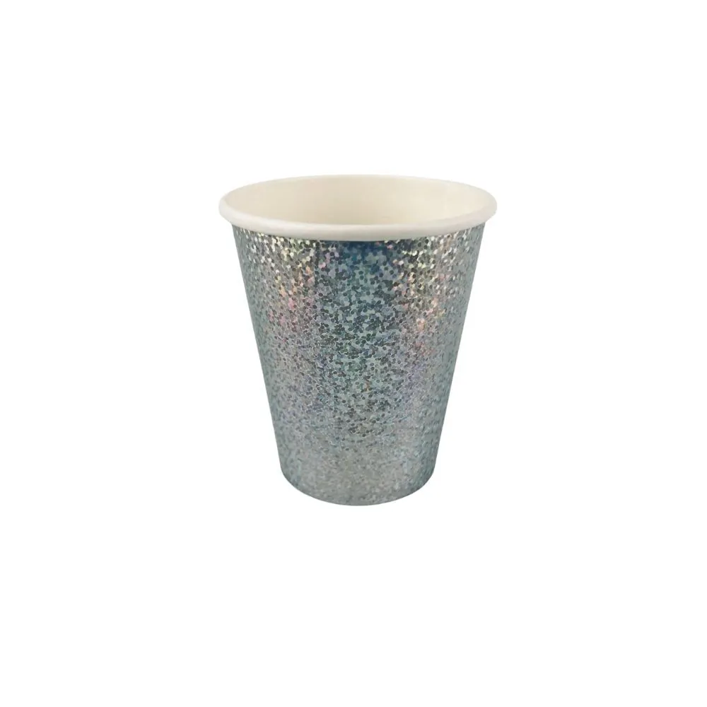 Vasos Plateados Glitter X8 9 Oz