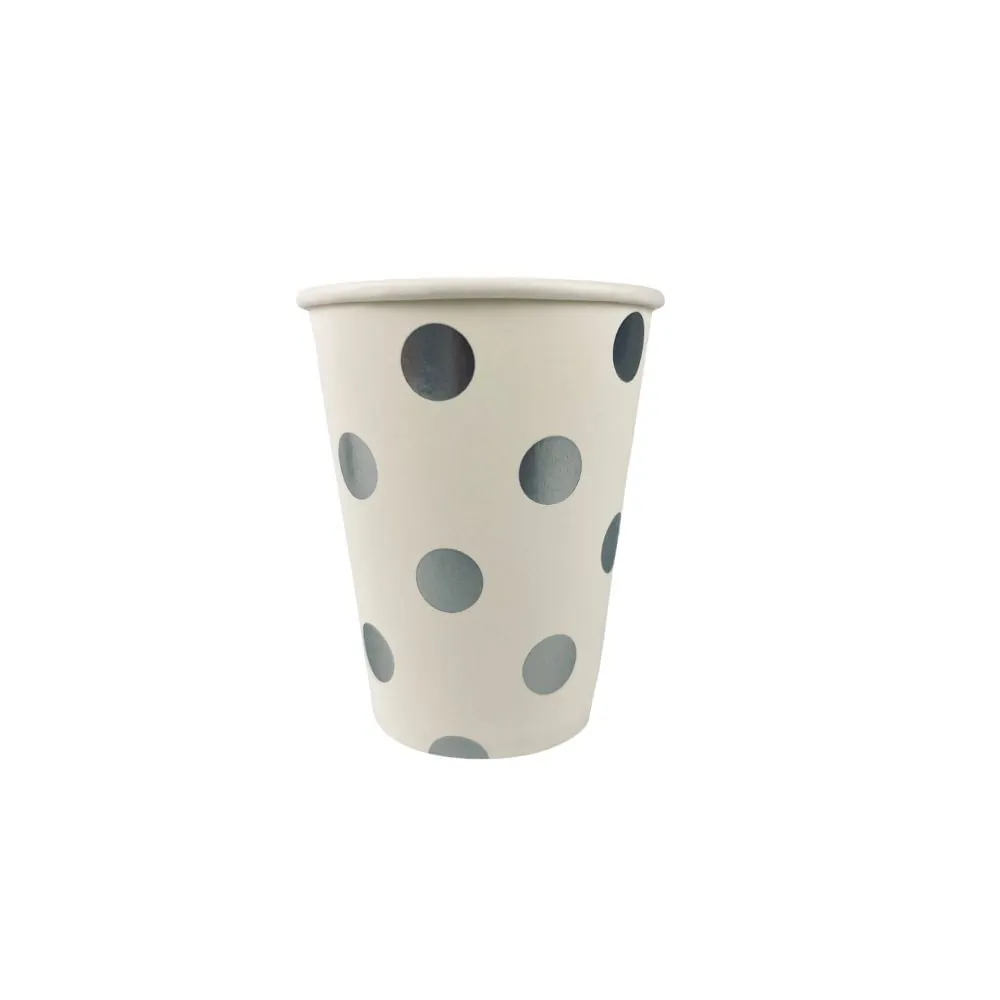 Vasos Plateados Puntos X8 9 Oz