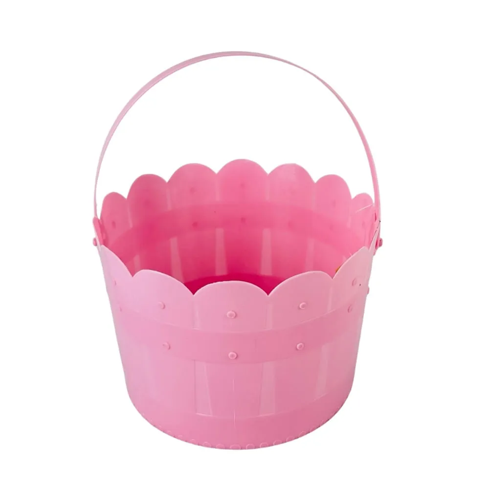 Canasta Plástica De Pascua Rosado