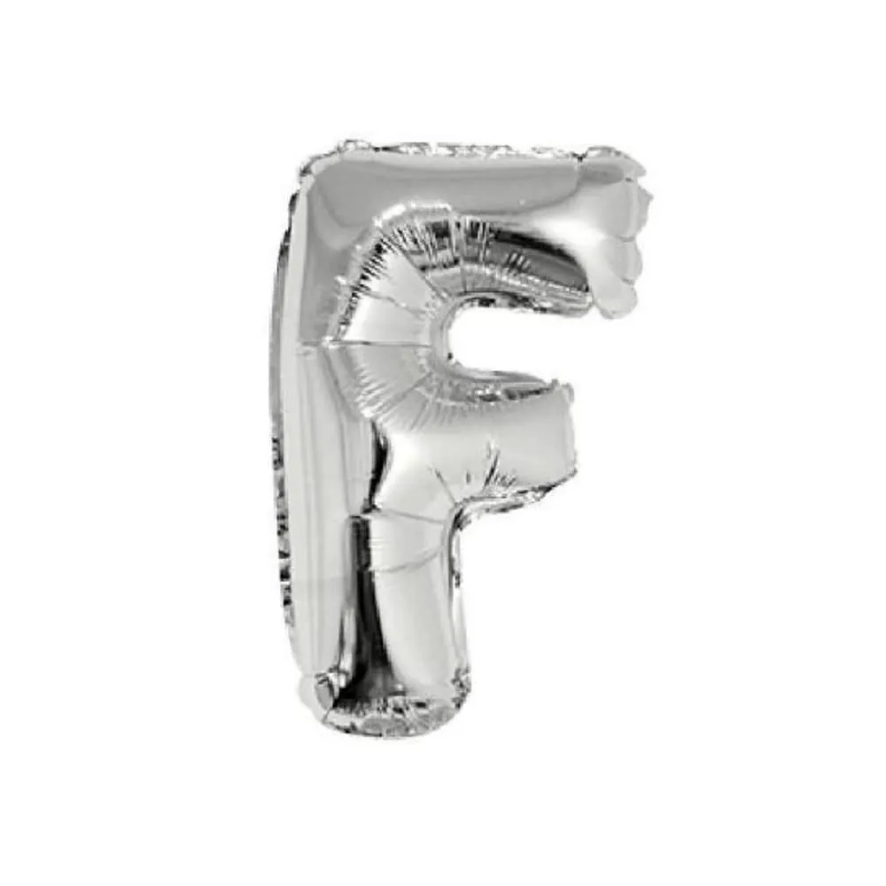 Inflable Plateada Letra F 40 Cm