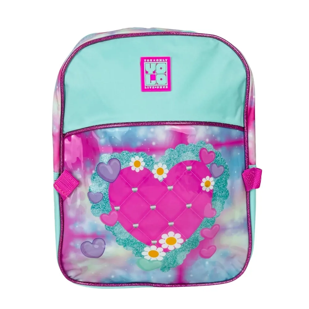 Morral Infantil Azul Con Lonchera Estampado De Corazón