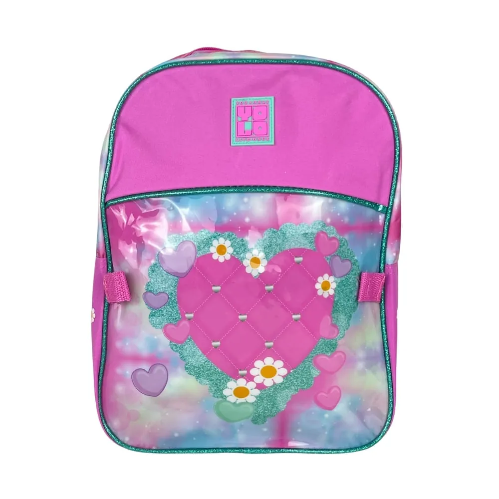 Morral Infantil Azul Con Lonchera Estampado De Corazón