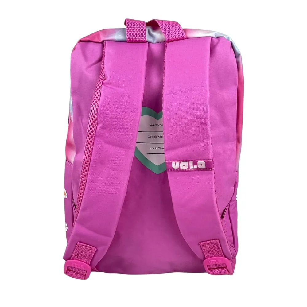 Morral Infantil Azul Con Lonchera Estampado De Corazón