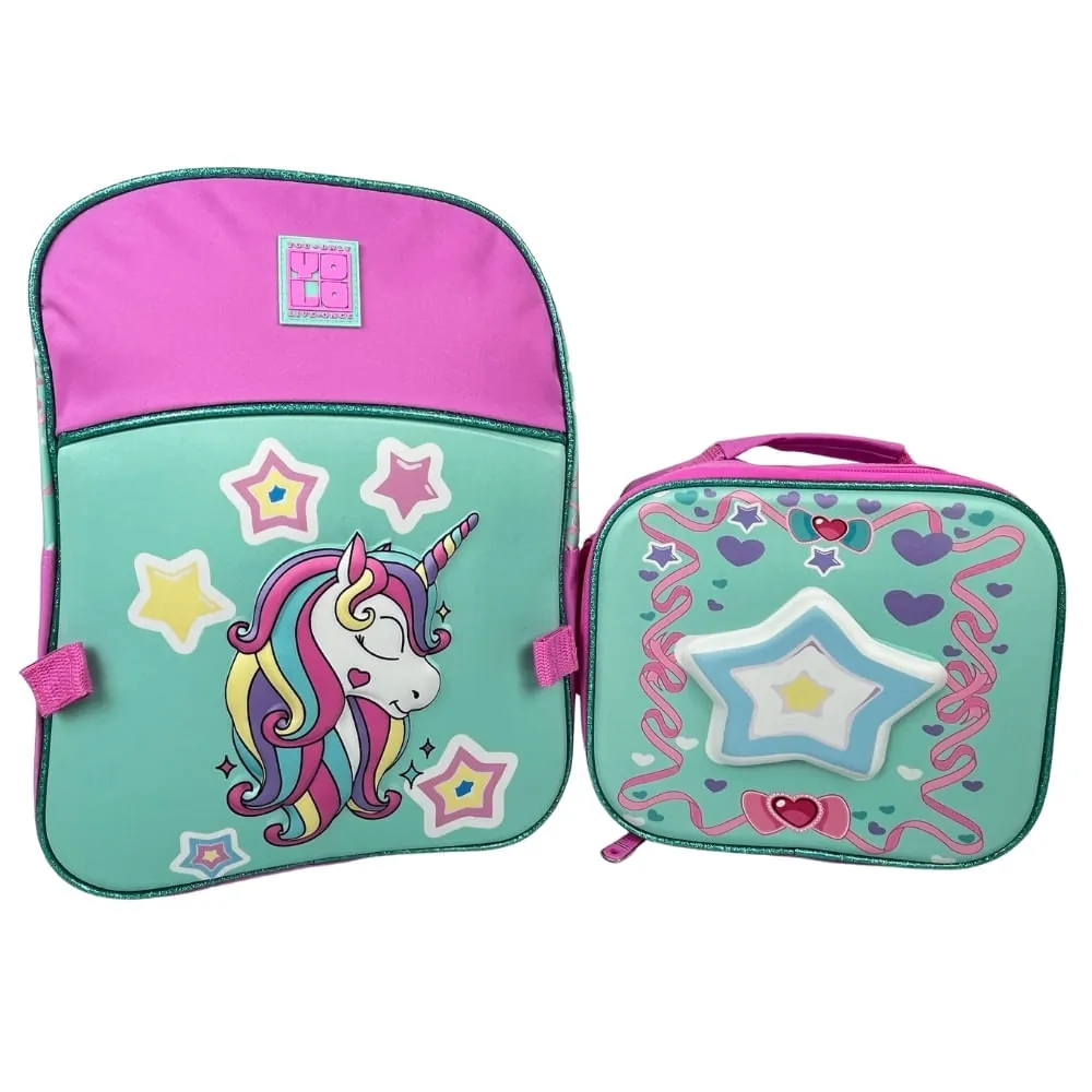 Morral Infantil Rosado Con Lonchera  Estampado De Estrella