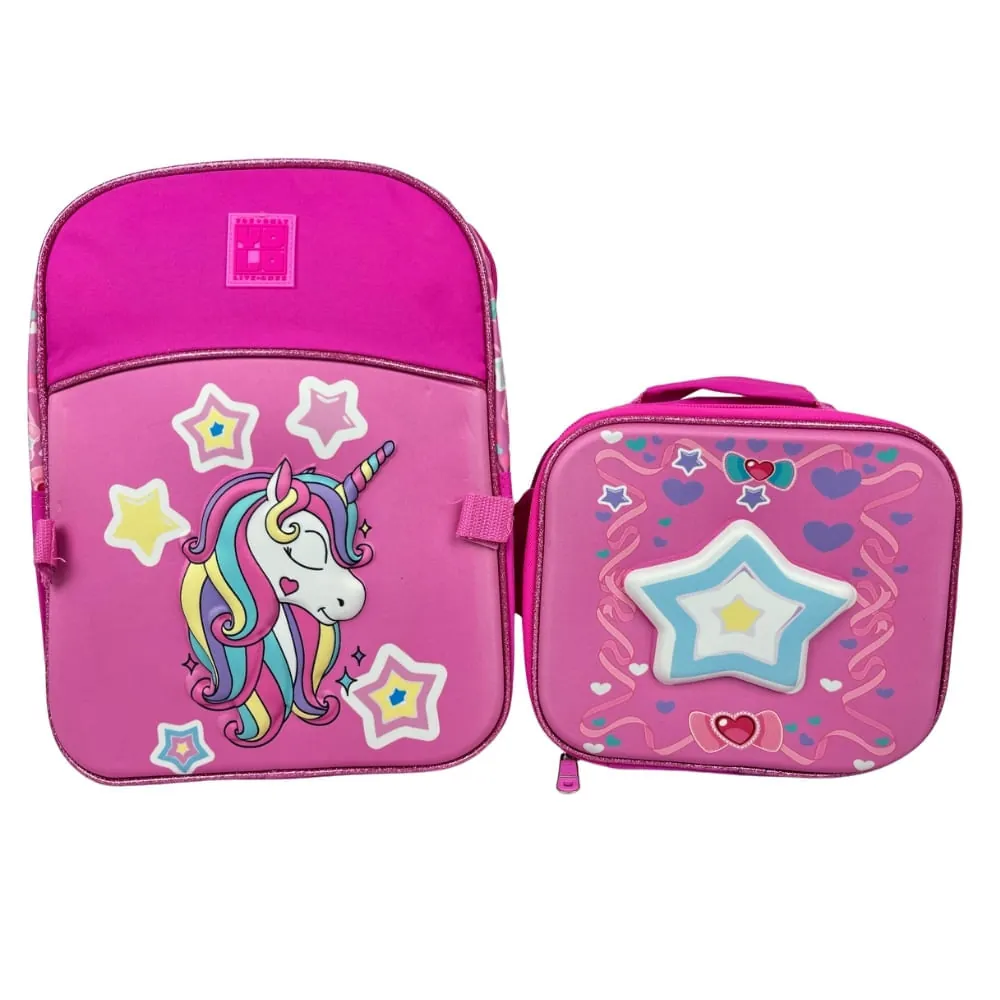 Morral Infantil Rosado Con Lonchera  Estampado De Estrella