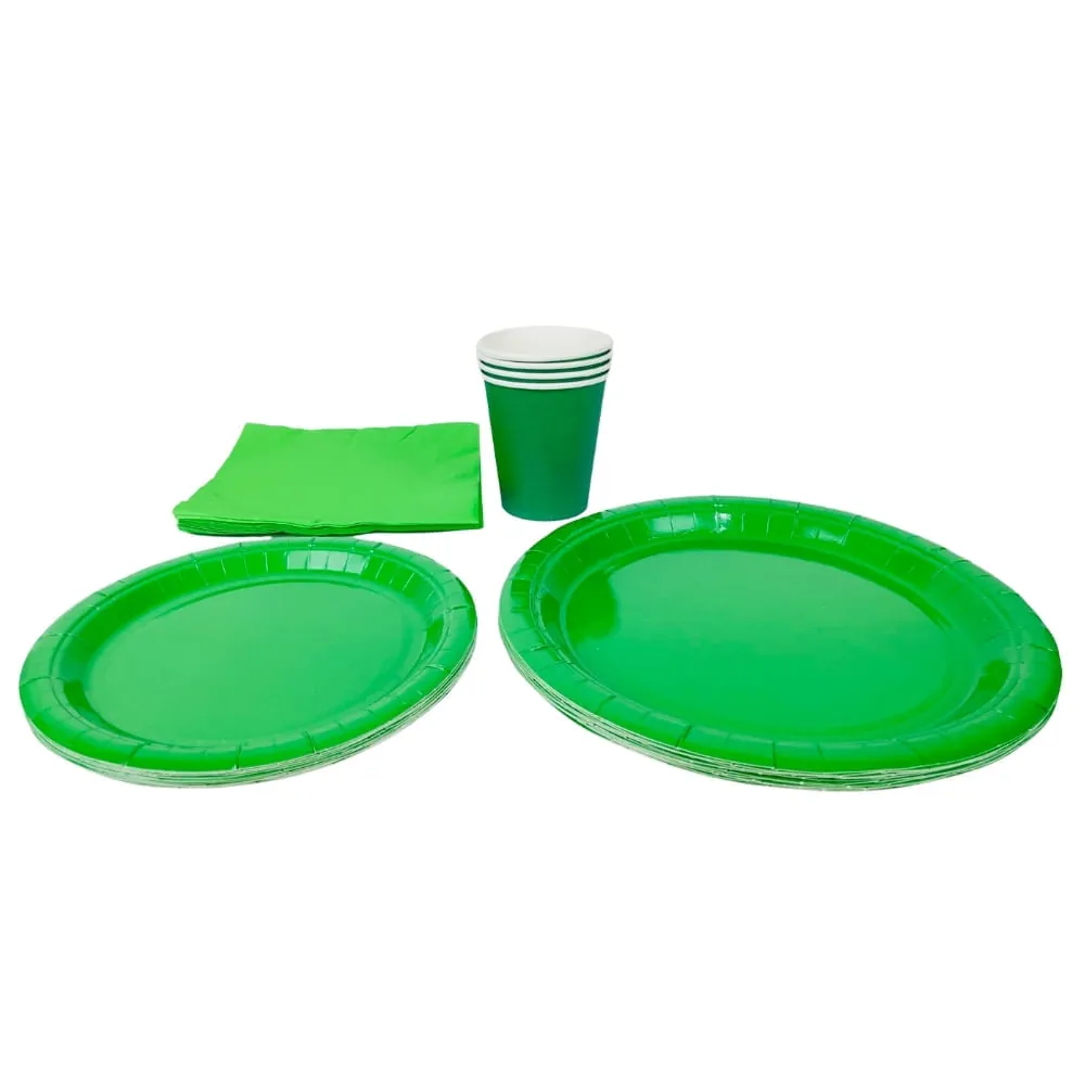 Set De Vajilla Desechable Verde X40 Piezas