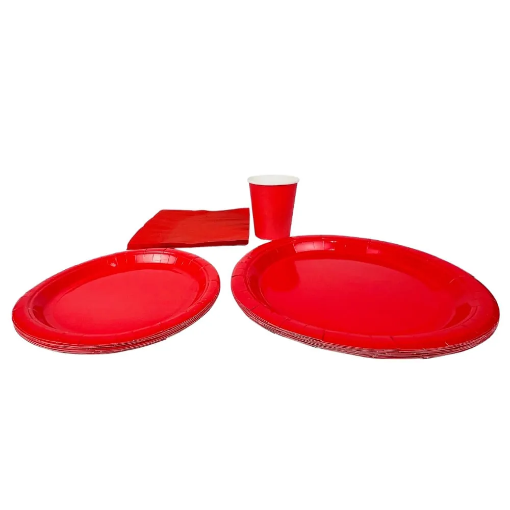 Set De Vajilla Desechable Rojo X40 Piezas