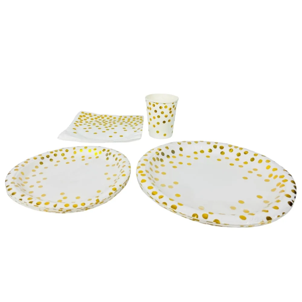 Set De Vajilla Desechable Blanco X40 Piezas