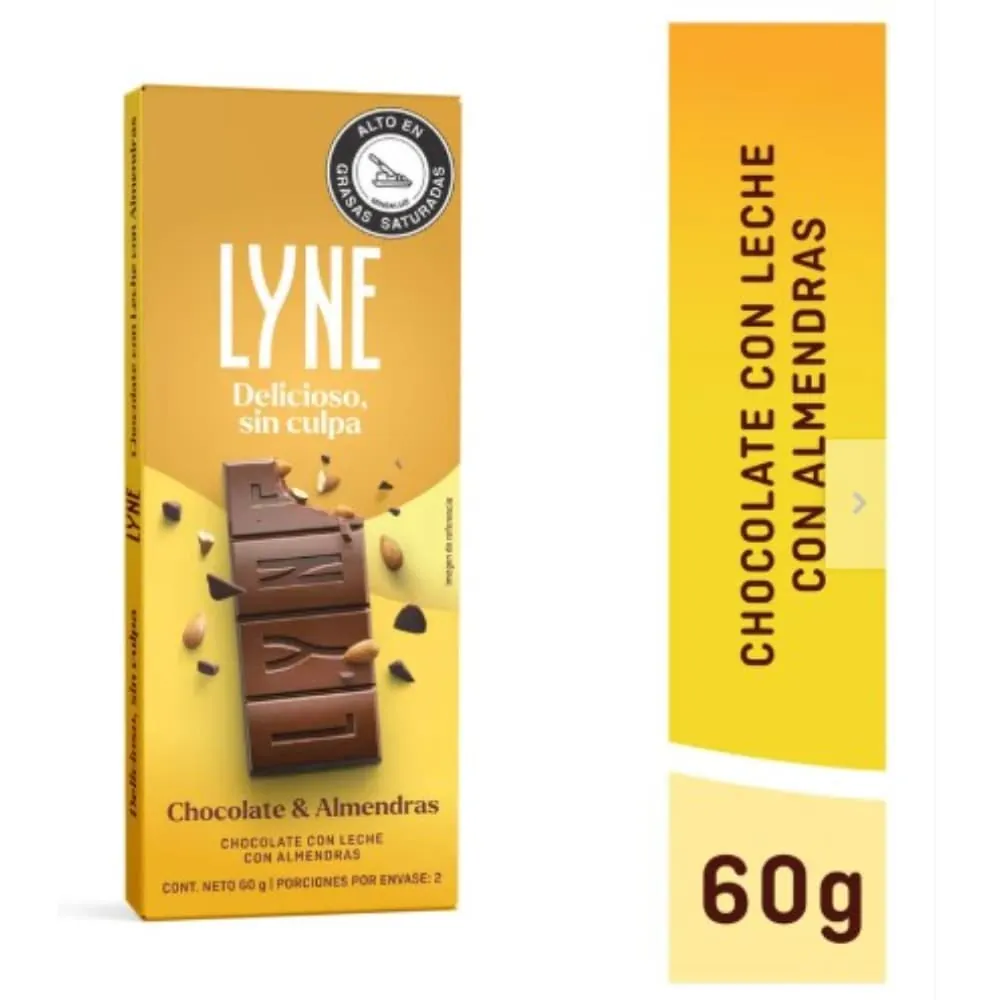 Chocolatina Lyne Leche Almendras 60 Gr