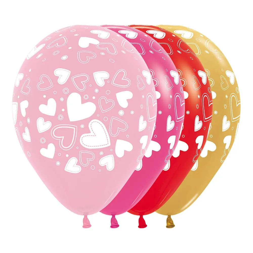 Globo Corazones Surtidos Fashion Y Metal R-12 X 12 Unidades