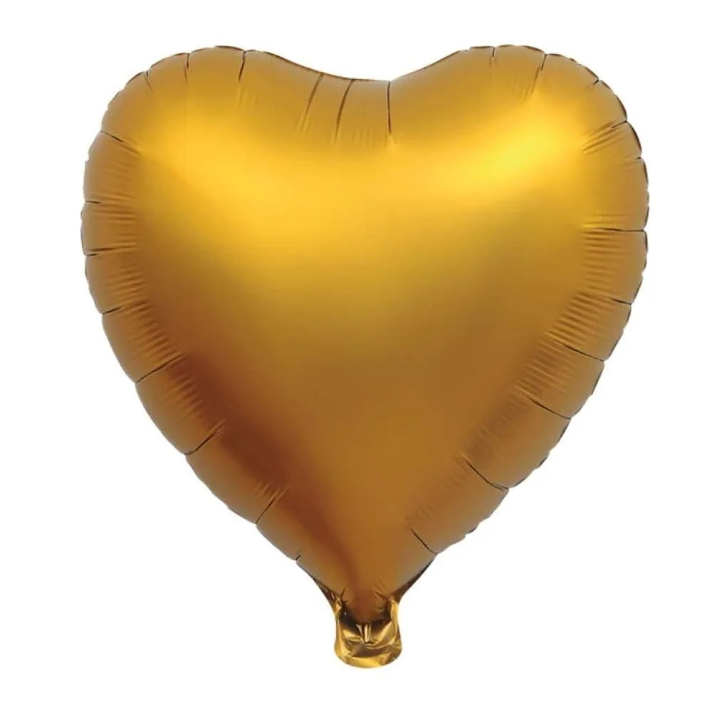 Globo Metalizado Corazón Dorado Mate 45 Cm