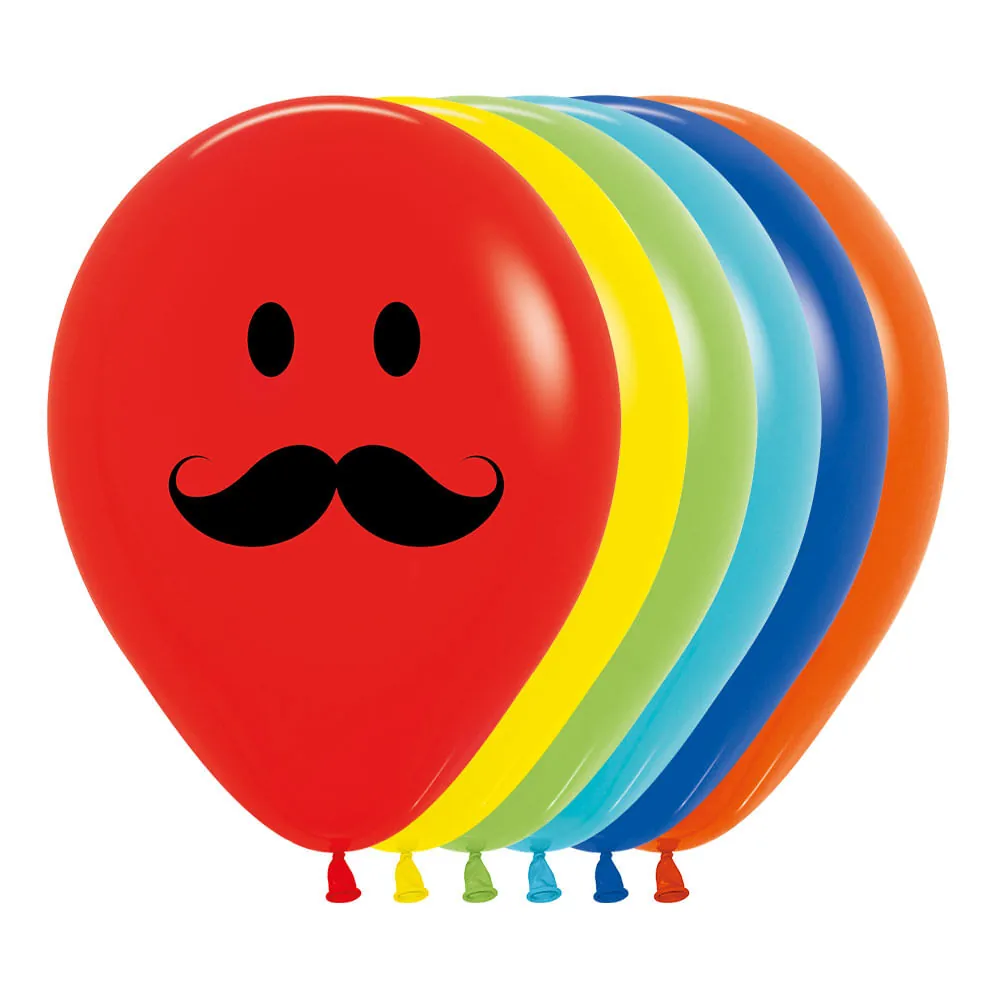 Globo Fiesta Carita Feliz Bigote Surtido R-12 X 12 Unidades