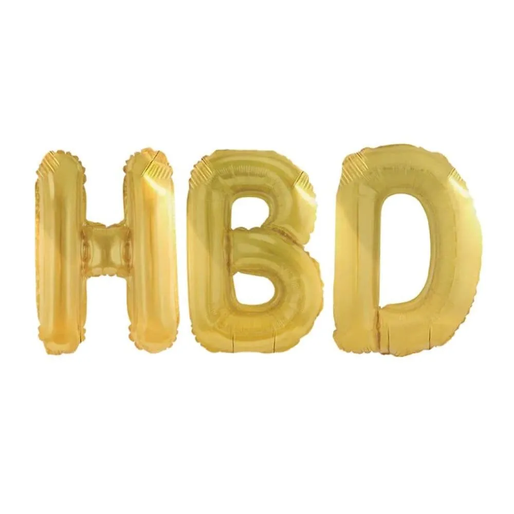Globo Metalizado Happy Birthday Dorado Mate 40 Cm