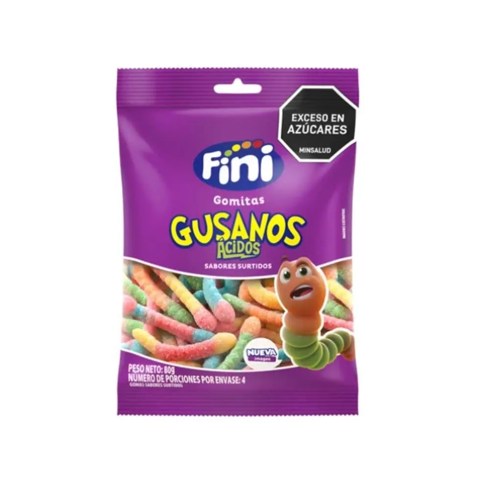 Gomitas Fini Gusanos Acidos 80 Gr