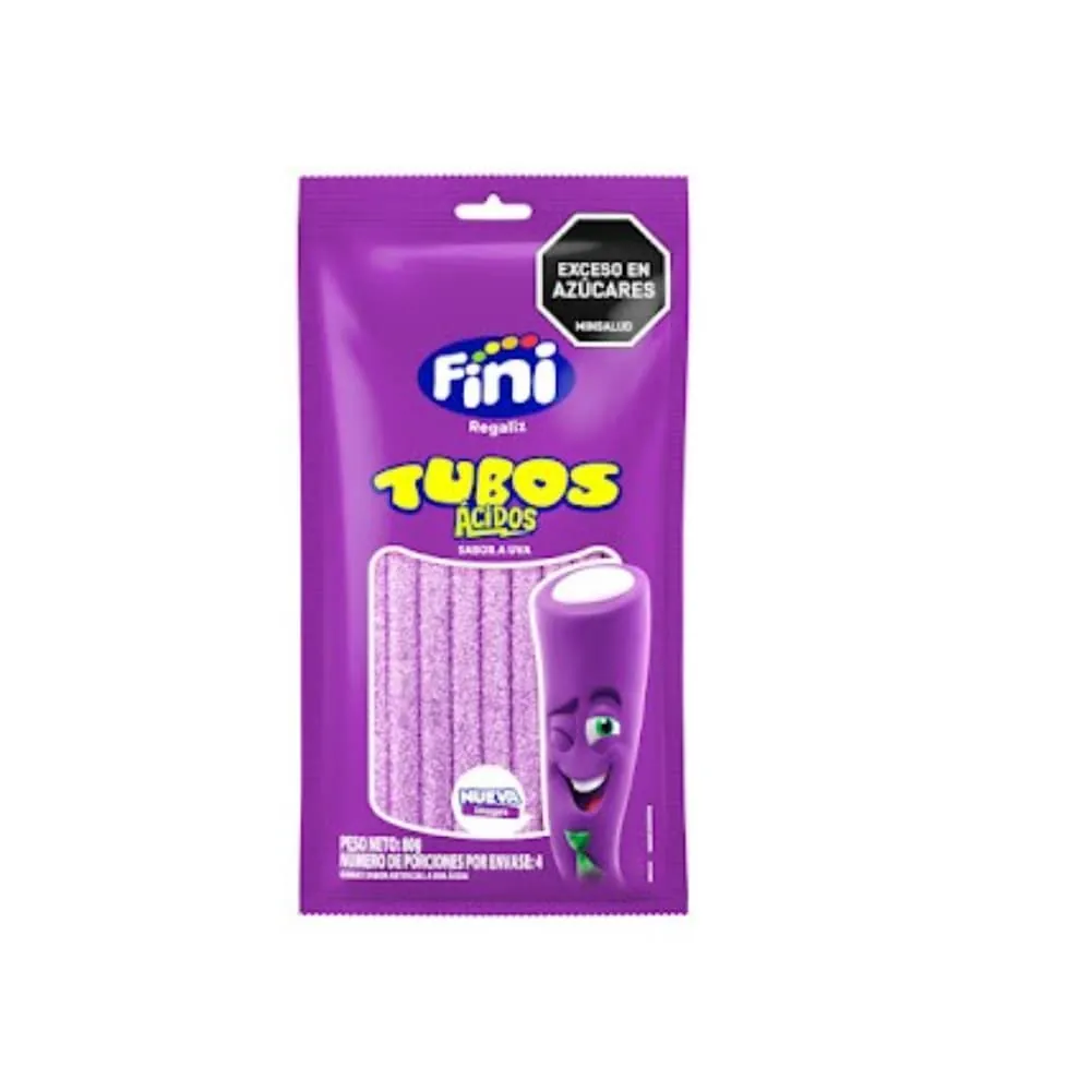 Dulces Fini Tubos Uva Ácidos 80 Gr
