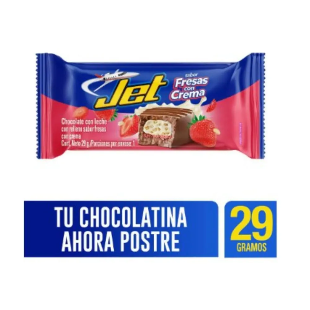 Chocolatina Jet Fresas Con Crema 29 Gr