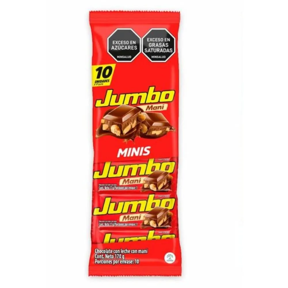 Chocolatina Jumbo Con Maní X10 17 Gr