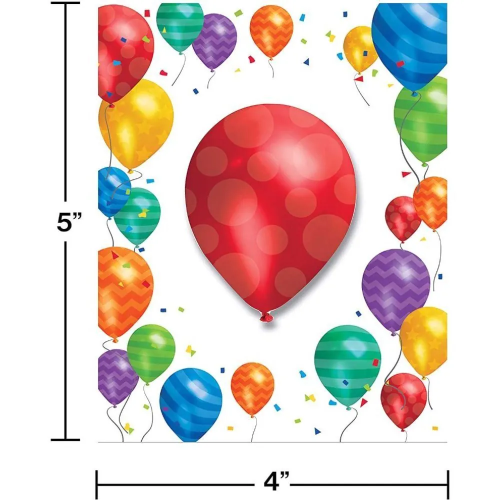 Tarjeta De Invitación Con Diseño De Globos X8.