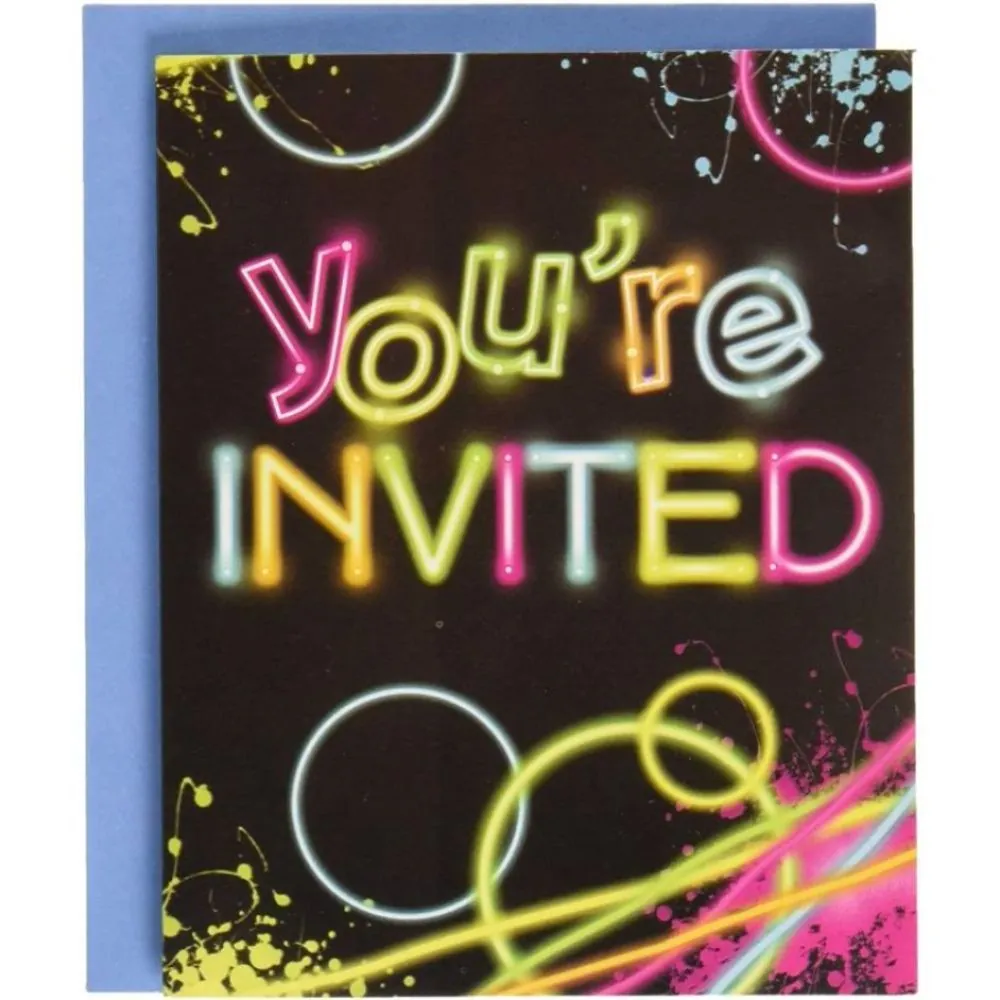 Tarjeta De Invitación Diseño Glow X8.