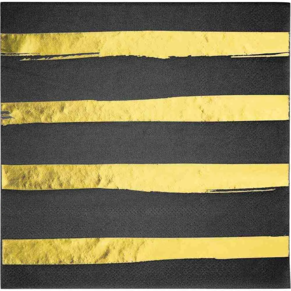 Servilletas Grande X16 Negro Estampado Con Dorado