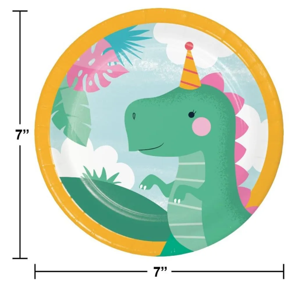 Plato Dinosarios Niña X8 17.78 Cm