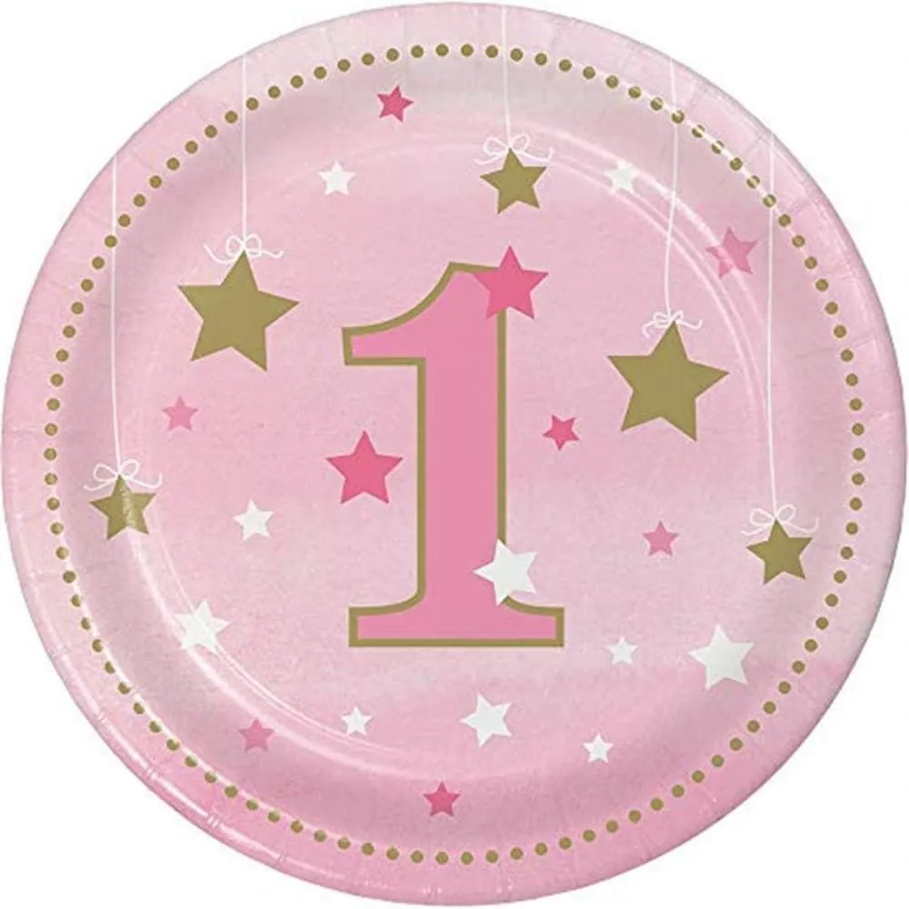 Platos Rosados Estrellas X8 17.78 Cm #1