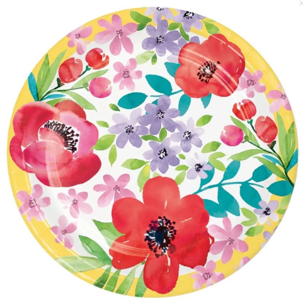 Plato Flor Amapola X8 22.86 Cm