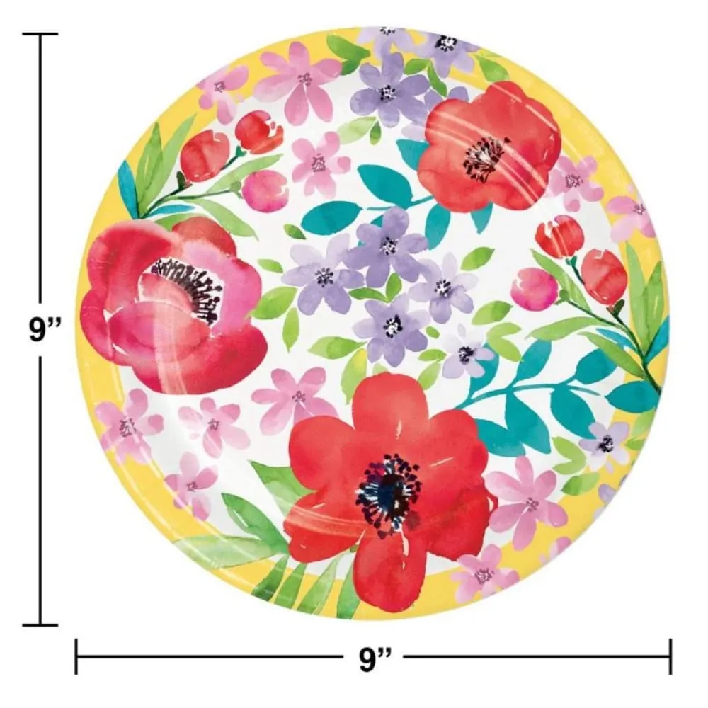 Plato Flor Amapola X8 22.86 Cm