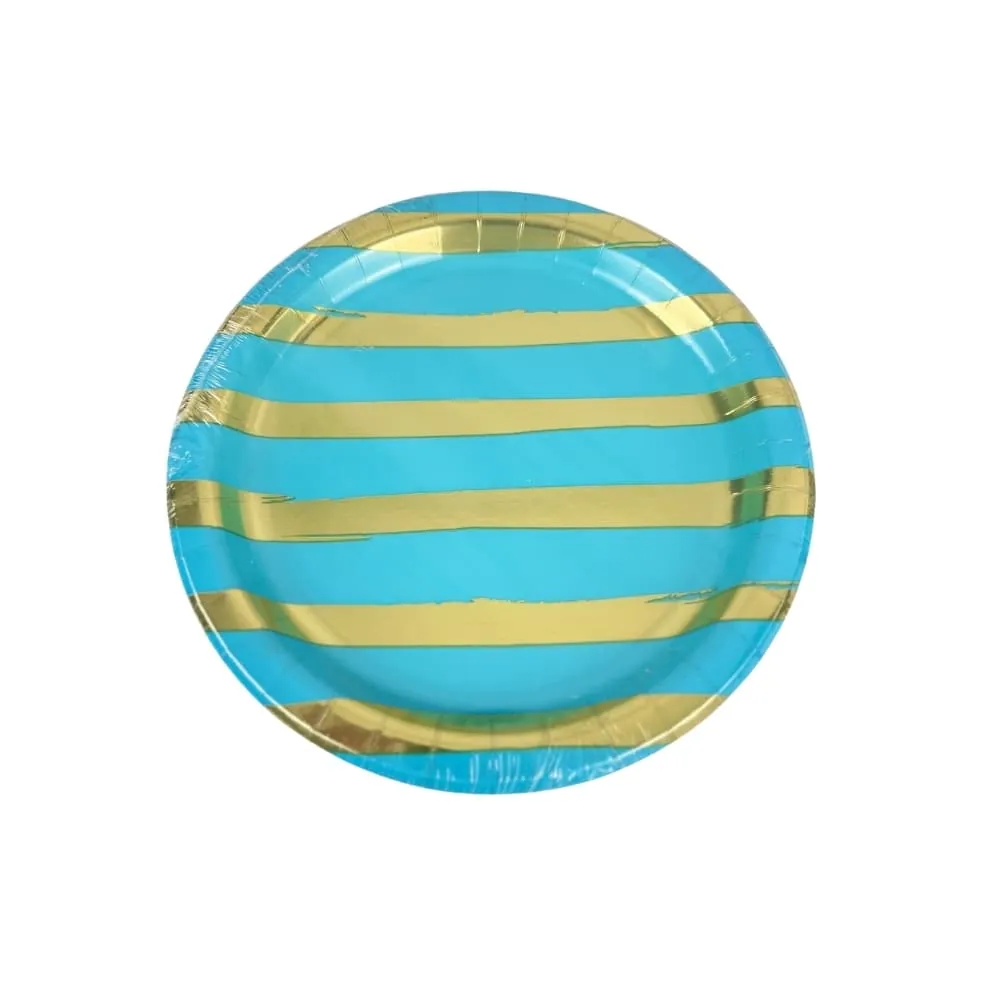 Platos Azul/Dorado X8 22 Cm